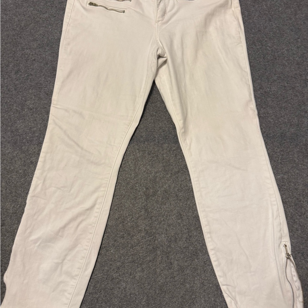 Bebe White Jeans with Button Detail